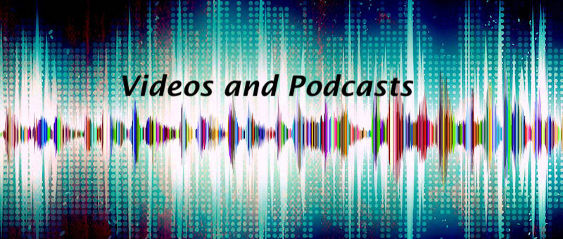 A picture of some sound waves with the words " videos and podcast ".