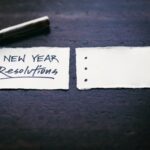 A piece of paper with the words new year resolutions written on it.