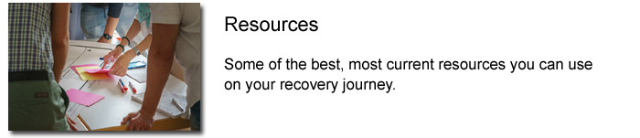A text box with the words recovery resources.