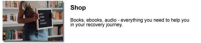 A book is shown with the words " recovery shop ".