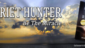 A sunset with the words " trust hunter be the miracle ".